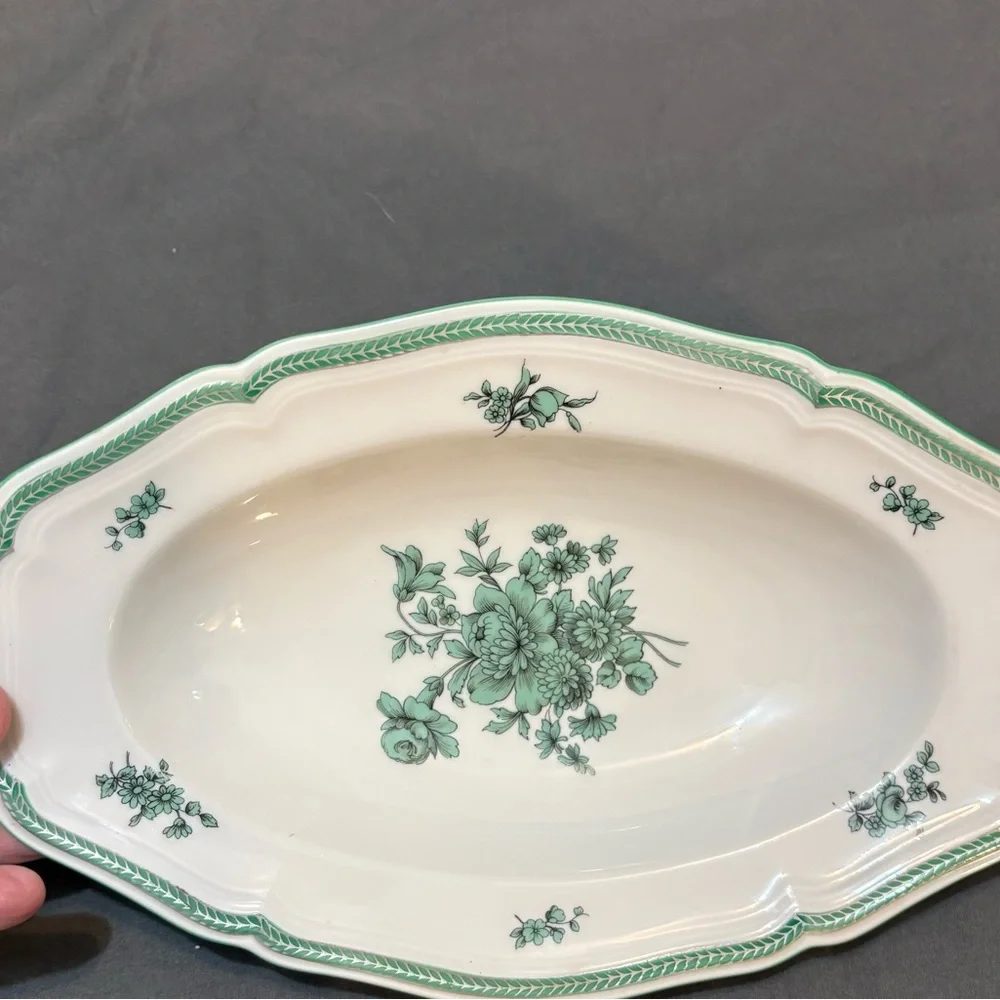 Vintage Rosenthal Green and Cream Floral relish dish bowl